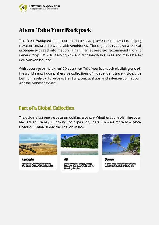 example page 1 from our offline Travel Guide for New Zealand